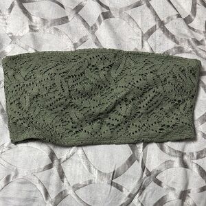 Aerie Forest Green Lace Bandeau Bikini Top